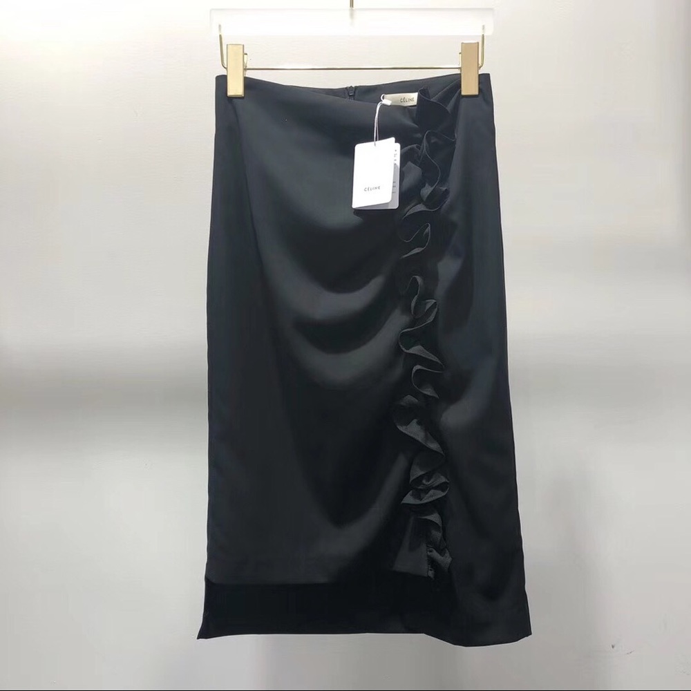 NWT OLD CELINE black wool skirt FR 38